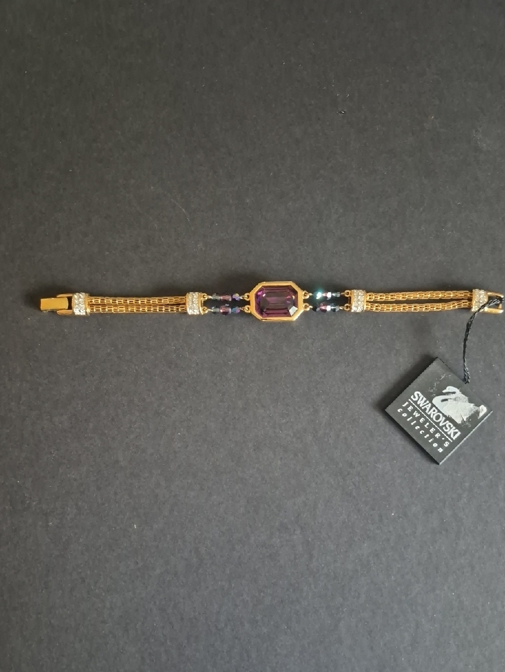 Swarovski Gold-Tone Bracelet with Purple Center Crystal